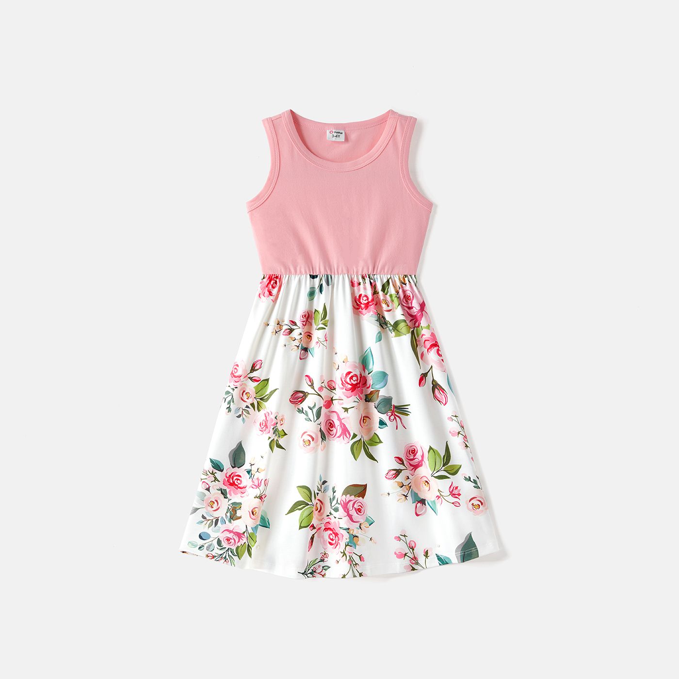 Family Matching 95% Cotton Short-sleeve Colorblock Polo Shirts And Floral Print Naiaâ¢ Spliced Tank Dresses Sets