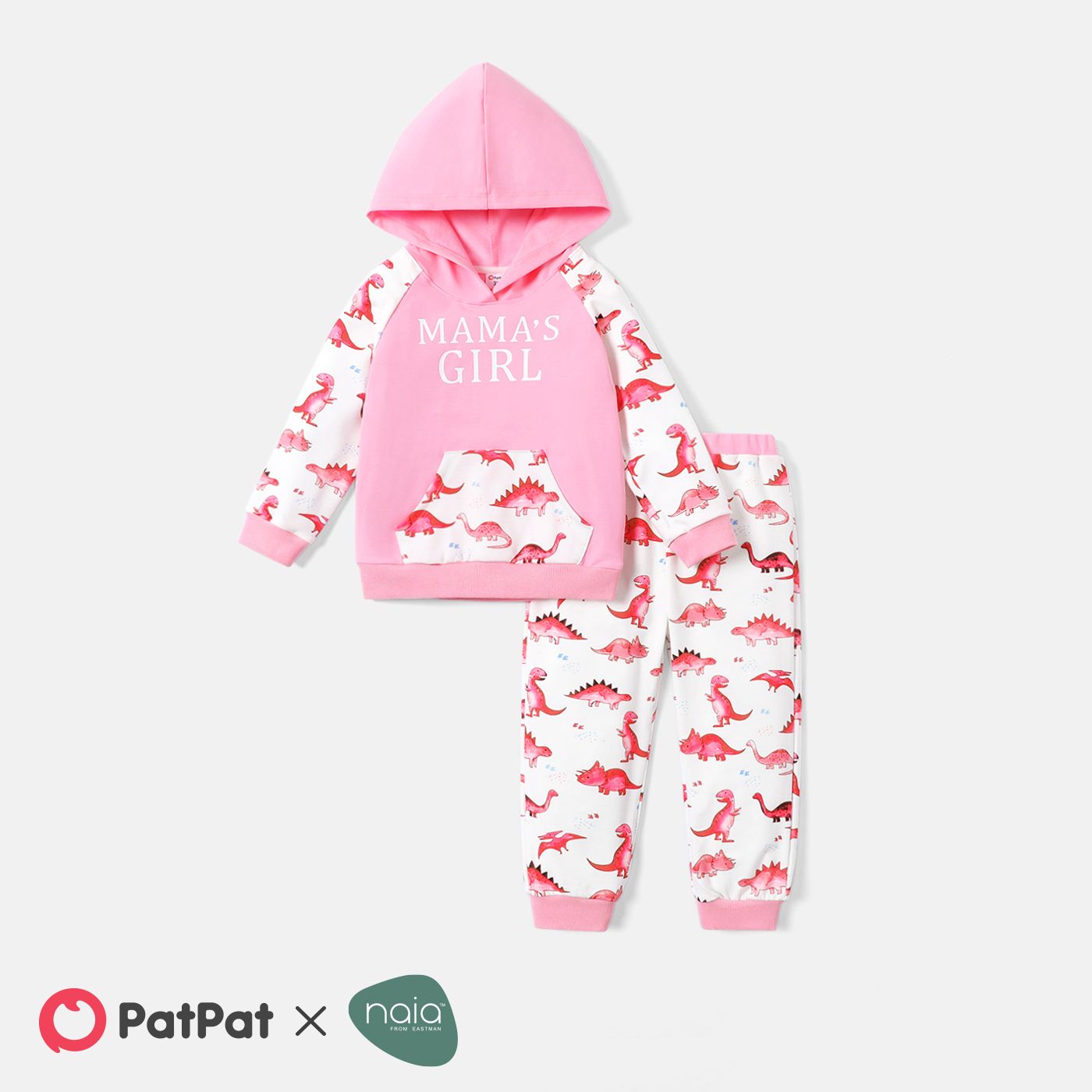 

Naia 2pcs Toddler Girl Dinosaur Print Raglan Sleeve Hoodie Sweatshirt and Pants Set