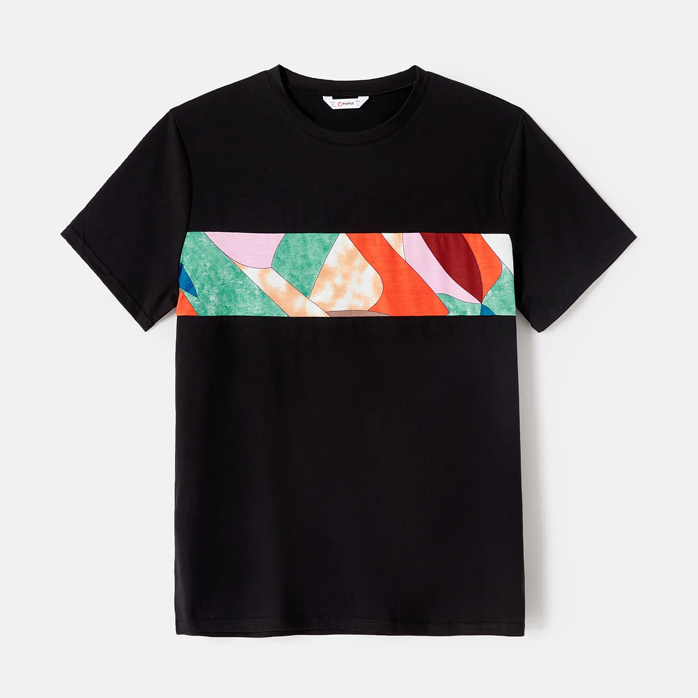Family Matching Allover Geo Print Belted Cami Dresses and Short-sleeve Spliced T-shirts Sets  big image 18