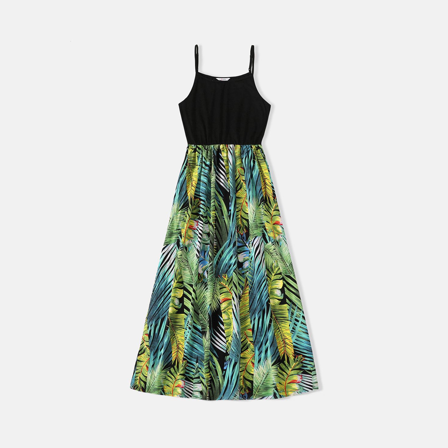 Family Matching Allover Plant Print Spliced Cami Dresses And Short-sleeve Tops Sets