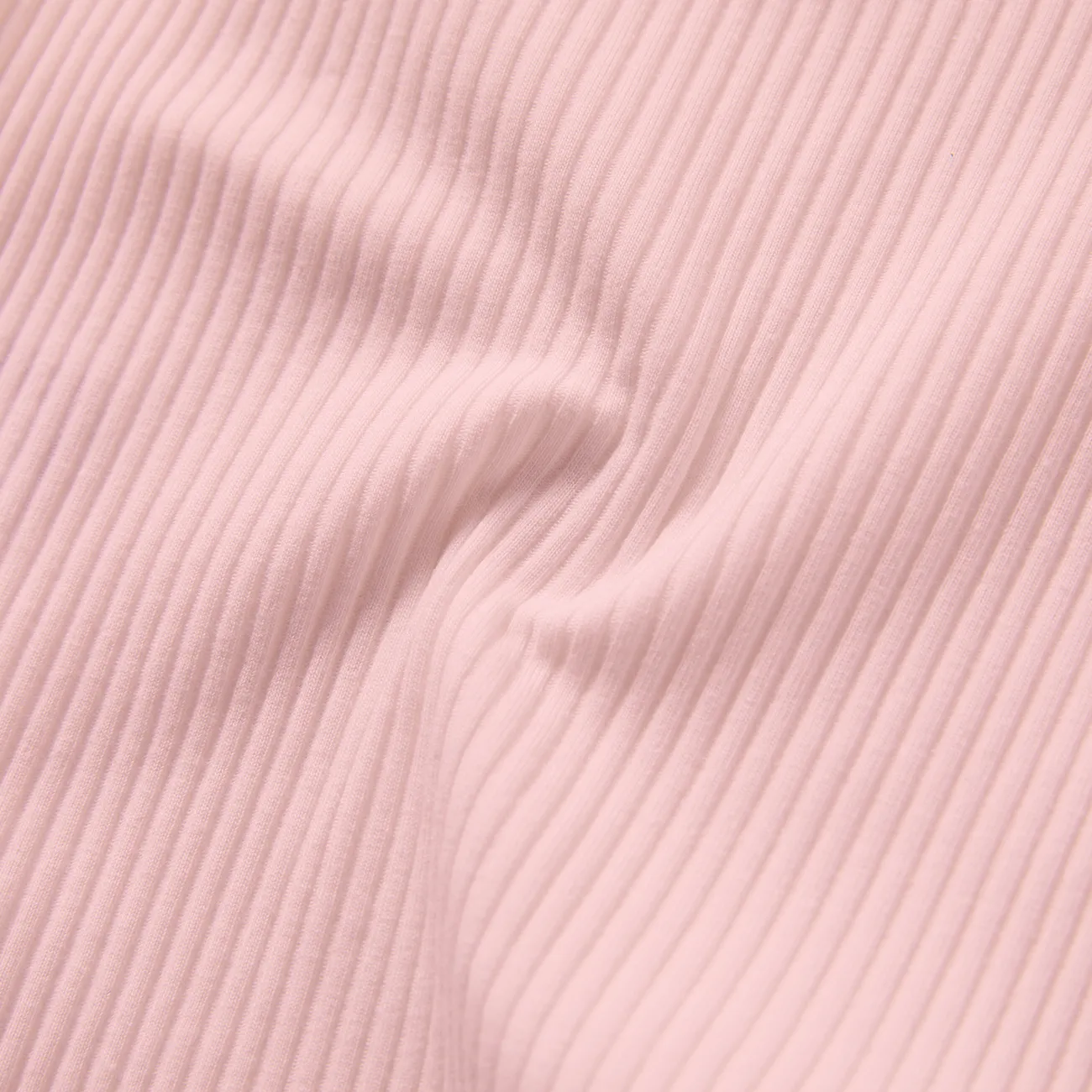Einfarbiger, gerippter, langärmliger Strampler für Mädchen/Jungen aus Baumwolle mit Knöpfen rosa big image 1