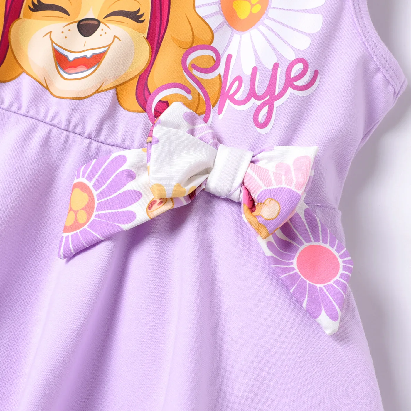PAW Patrol 2pcs Toddler Girl Cotton Bowknot Design Sleeveless Tee and Naia Floral Print Shorts Set  image 2
