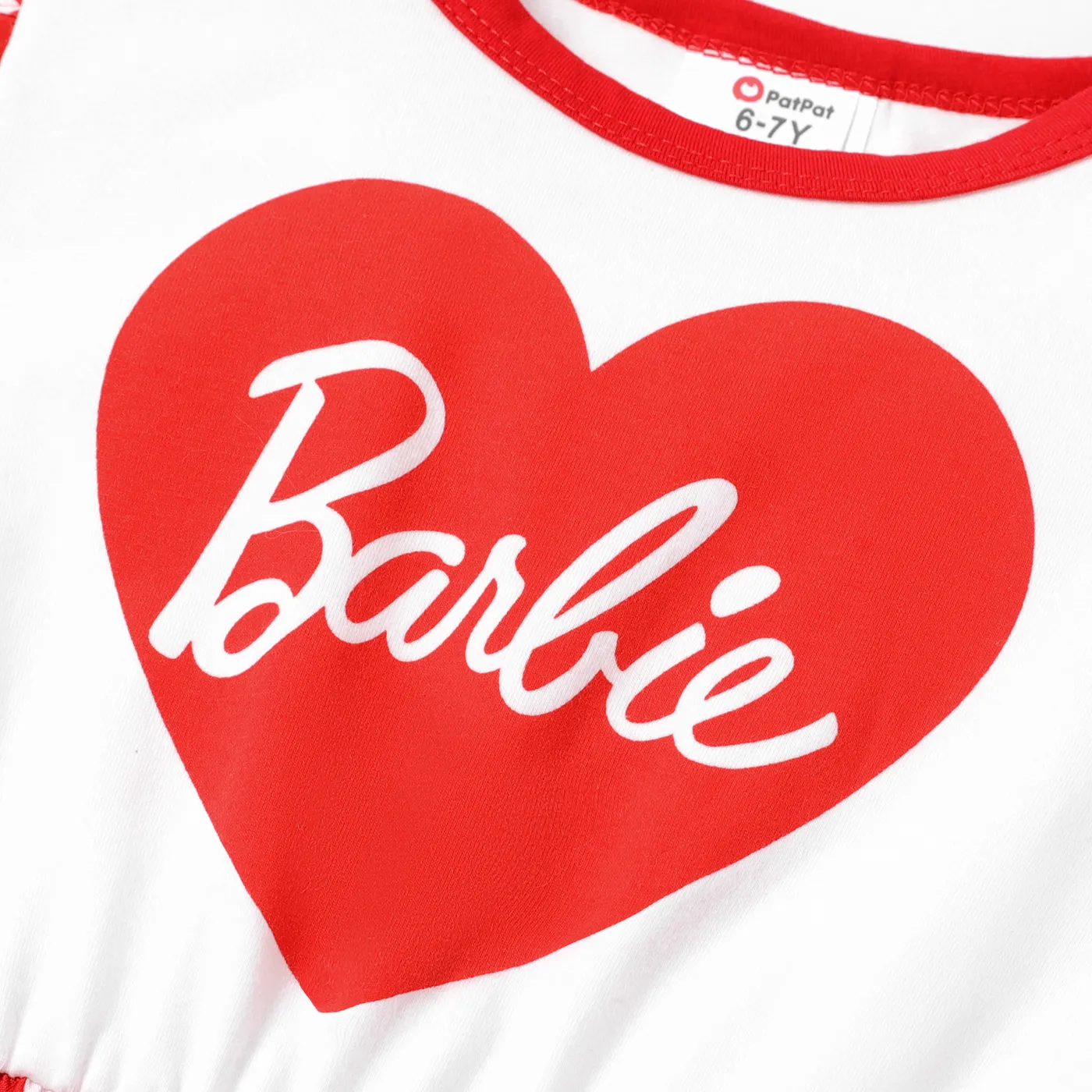 Barbie Kid Girl Mother's Day Heart Print Cotton Layered Flutter-sleeve Dress  image 3