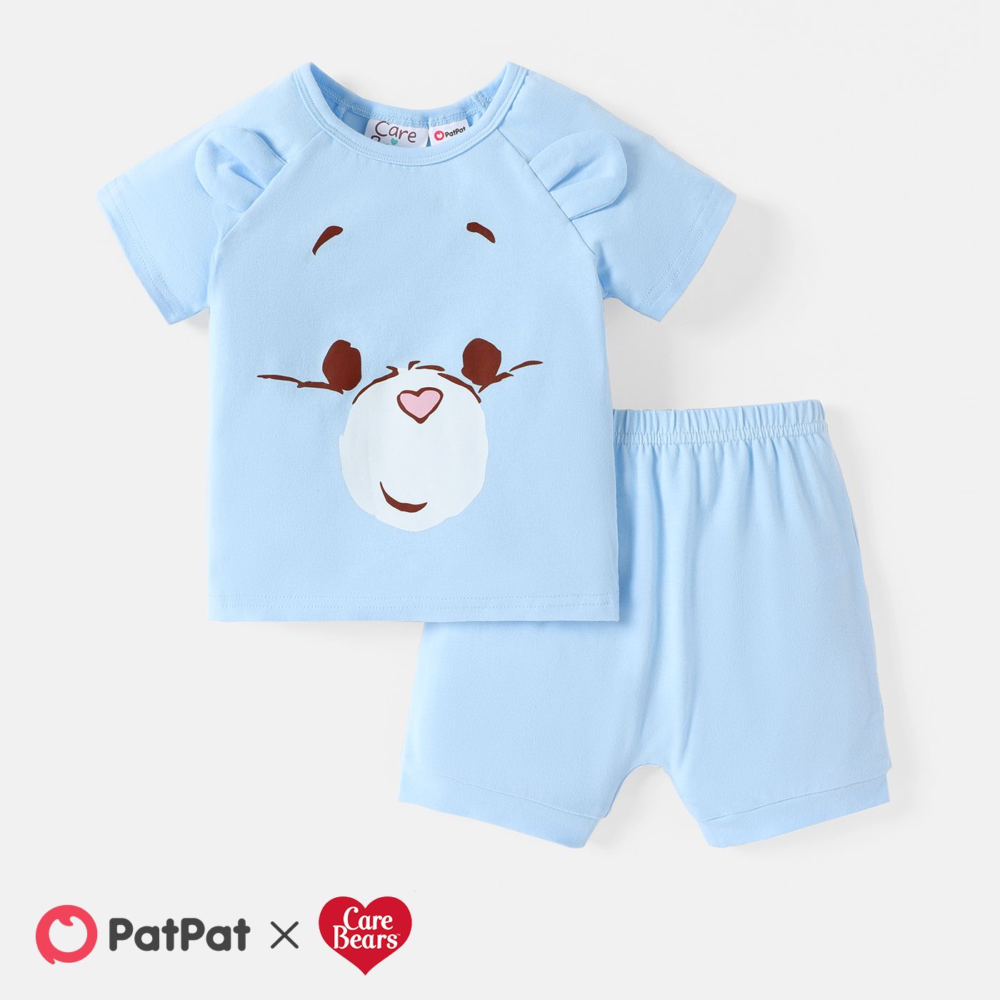 

Care Bears 2pcs Baby Boy/Girl Cotton Short-sleeve 3D Ears Detail Graphic Tee and Shorts Set