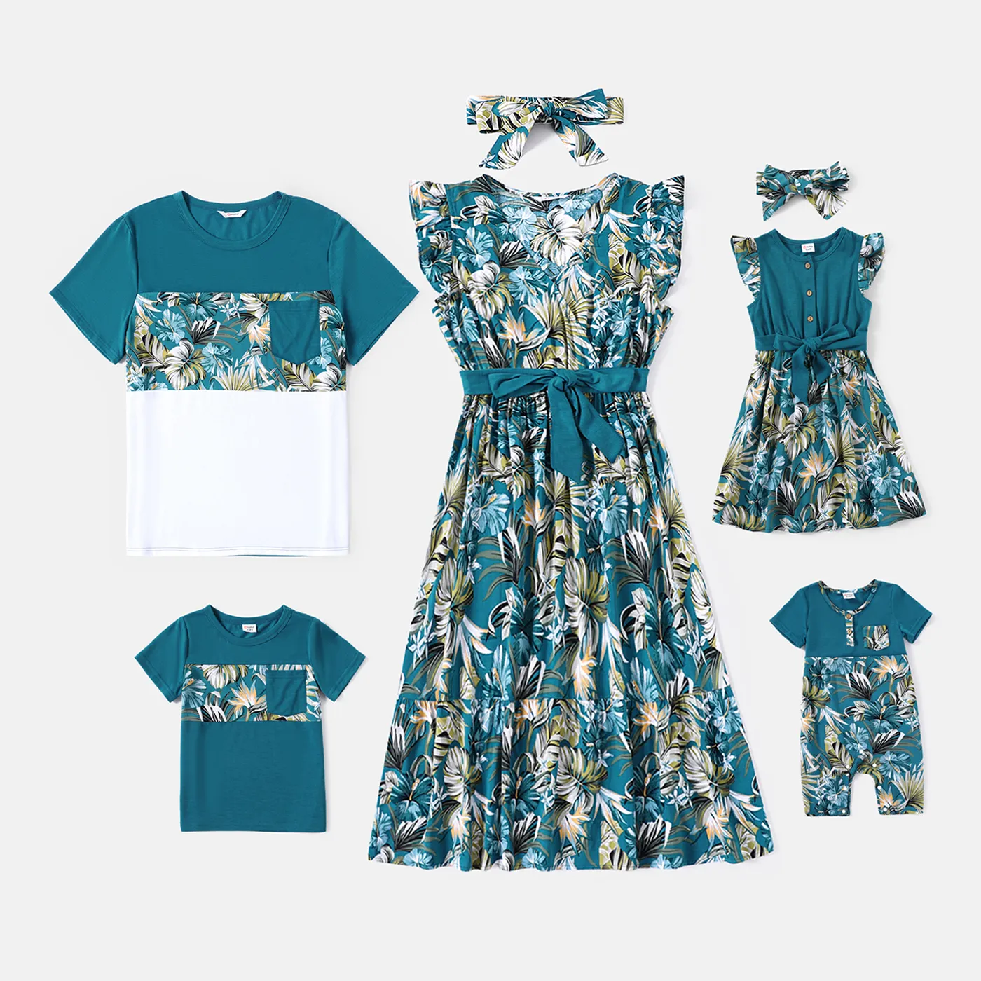 Look de família Plantas e flores tropicais Manga curta Conjuntos de roupa para a família Conjuntos  image 2