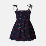 Baby Girl 100% Cotton Allover Cherry Print Shirred Strappy Dress Dark Blue