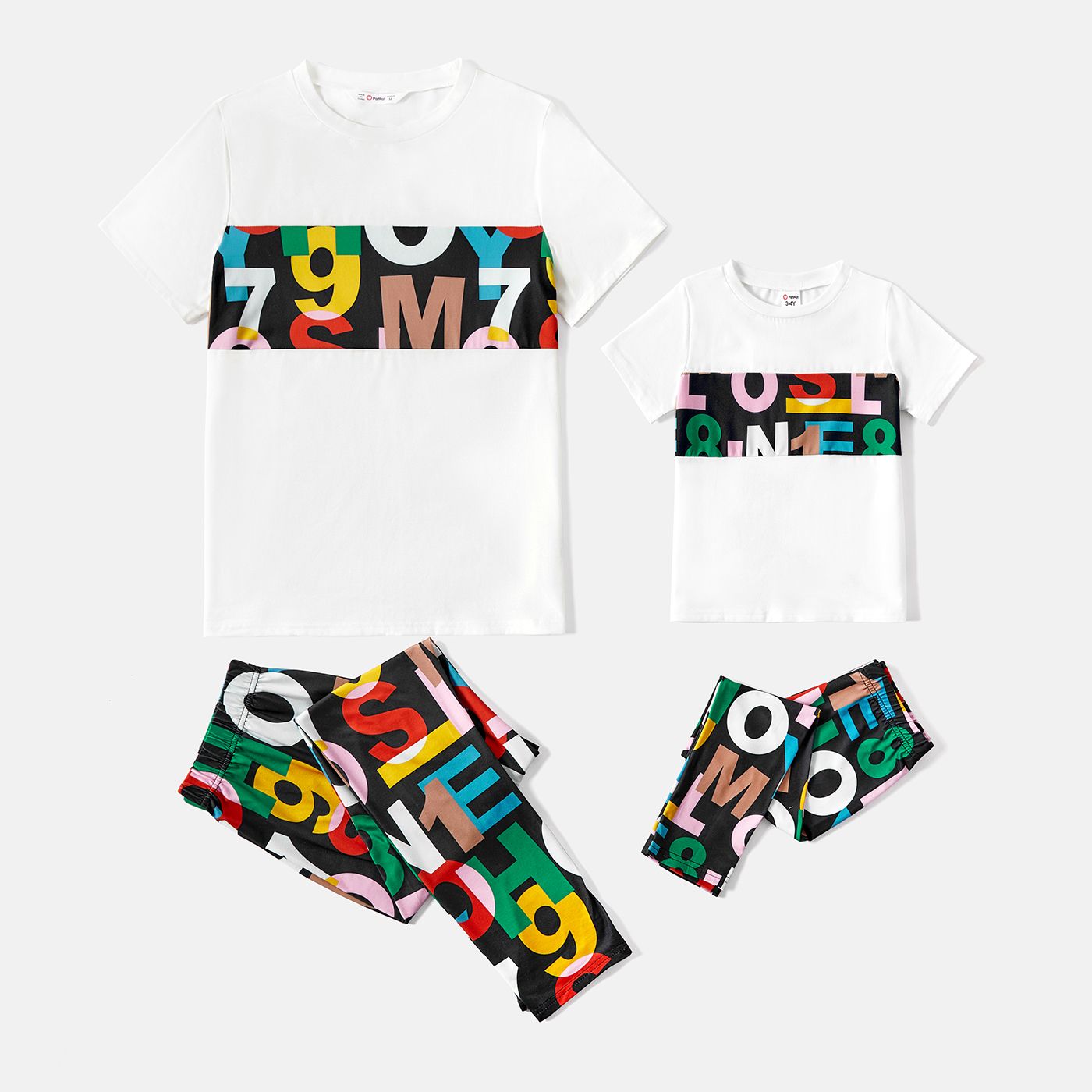 

Mommy and Me Short-sleeve Colorful Letter Print Tee & Pants Sets