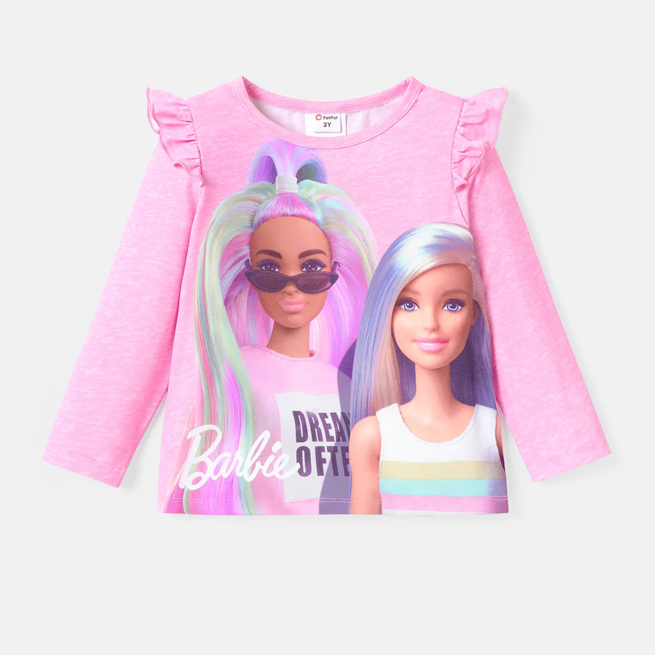 Barbie Criança Menina Bonito Manga comprida T-shirts Rosa big image 1