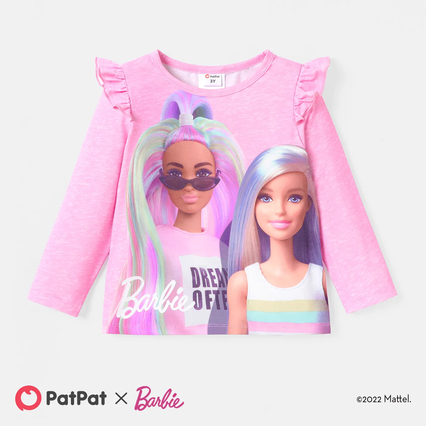 Barbie Criança Menina Bonito Manga comprida T-shirts Rosa