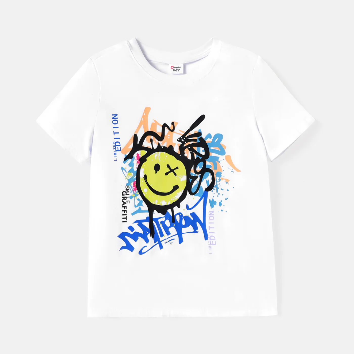 

Kid Boy Letter Face Graphic Print Short-sleeve Cotton Tee