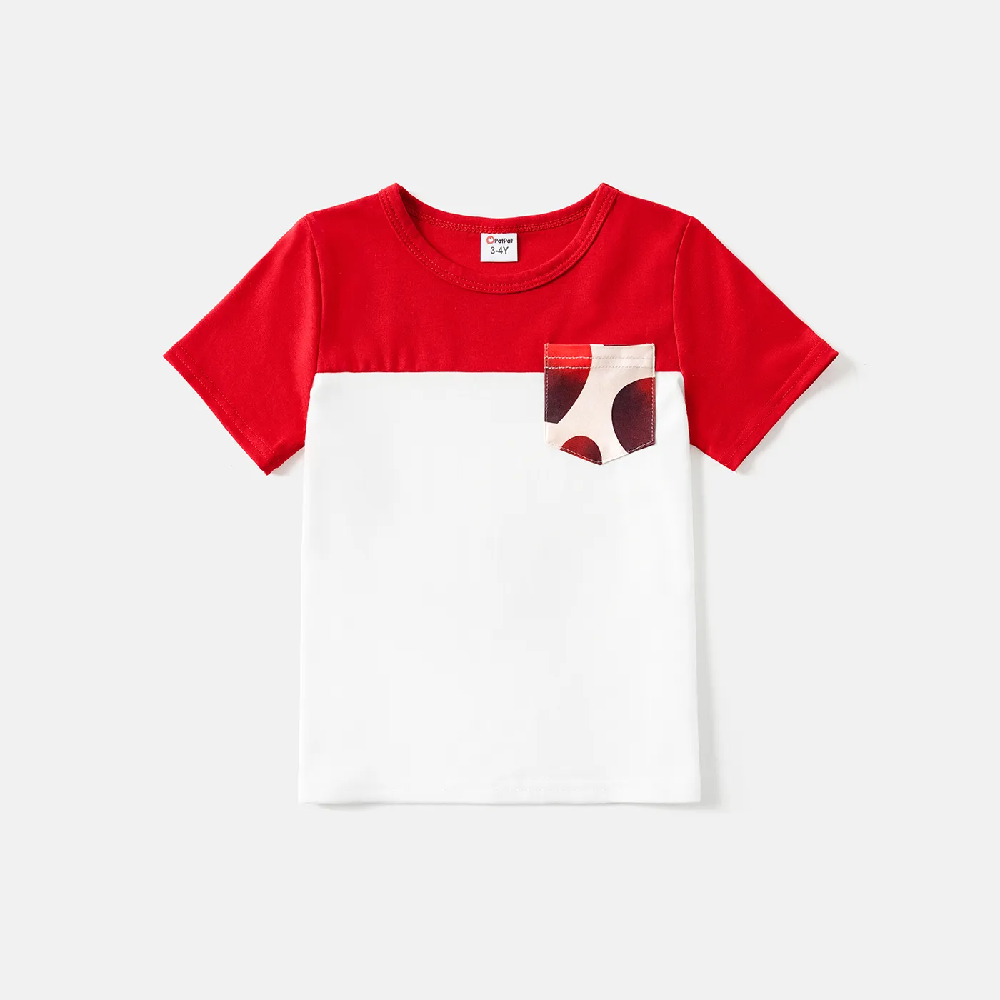 Robes Moulantes à Nœud Torsadé à Imprimé Cœur Rouge Et Ensembles De T-shirts Colorblock à Manches Courtes Assortis à La Famille