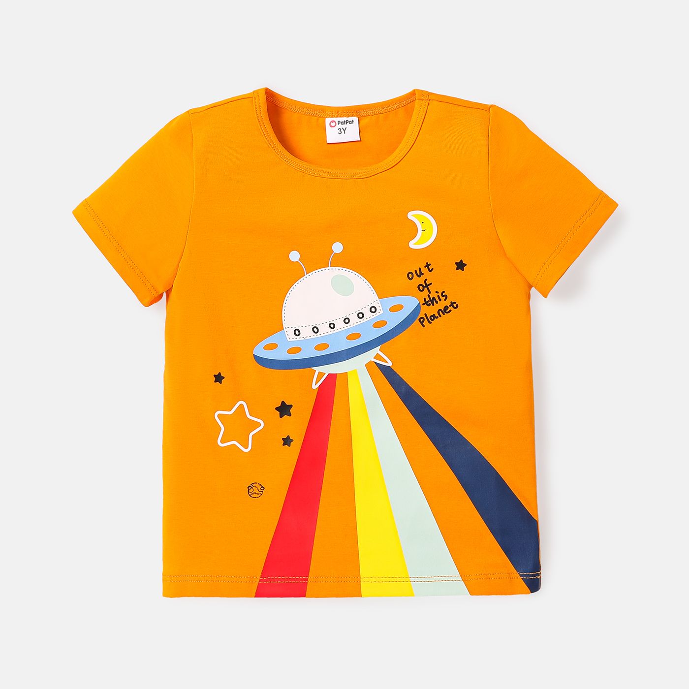 

Toddler Boy Cotton Space UFO Print Short-sleeve Tee