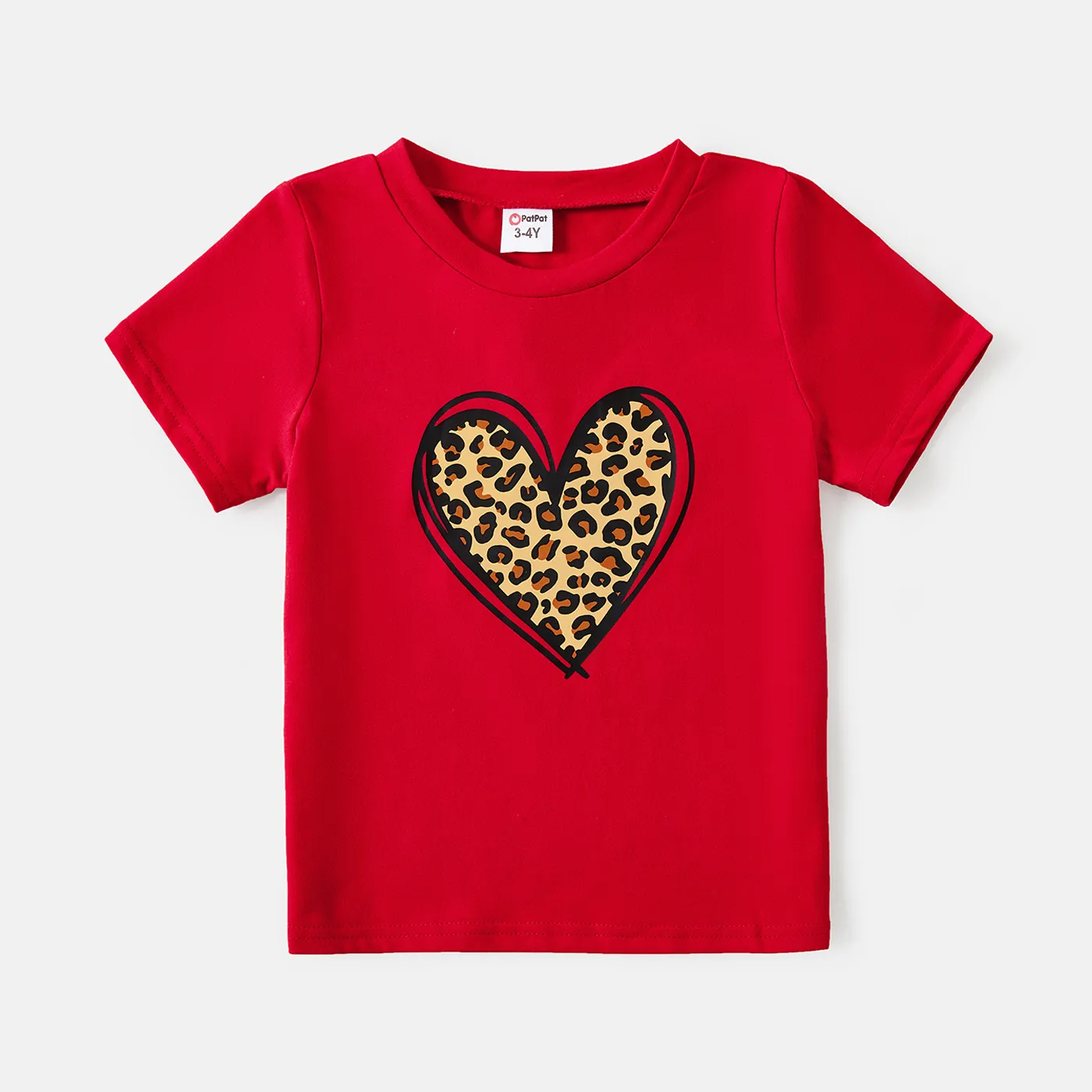 Mommy and Me Cotton Short-sleeve Leopard Heart Print Red T-shirts Red image 6