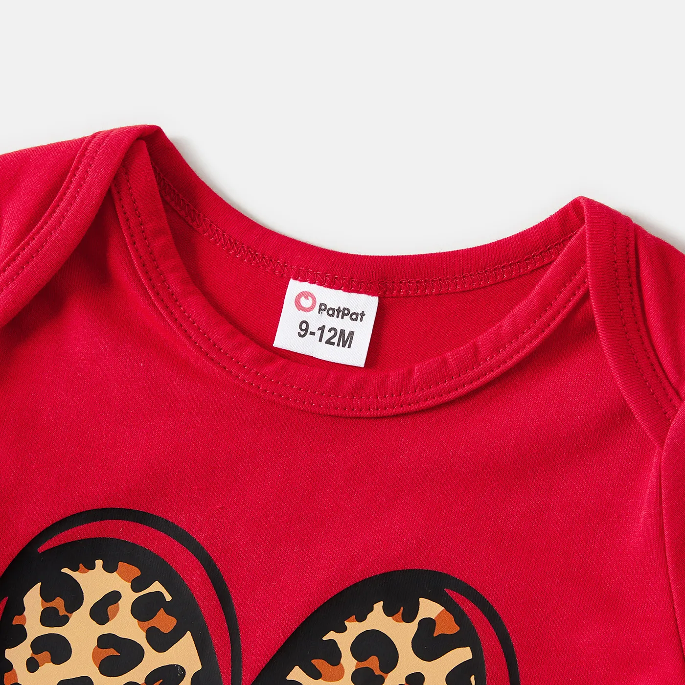 Mommy and Me Cotton Short-sleeve Leopard Heart Print Red T-shirts Red image 3