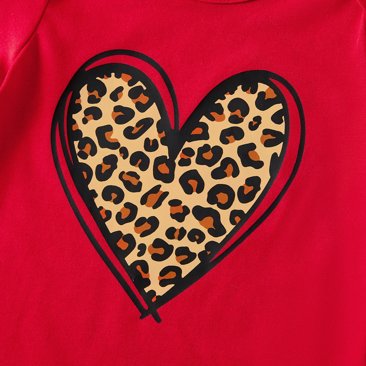 Mommy and Me Cotton Short-sleeve Leopard Heart Print Red T-shirts Red image 4