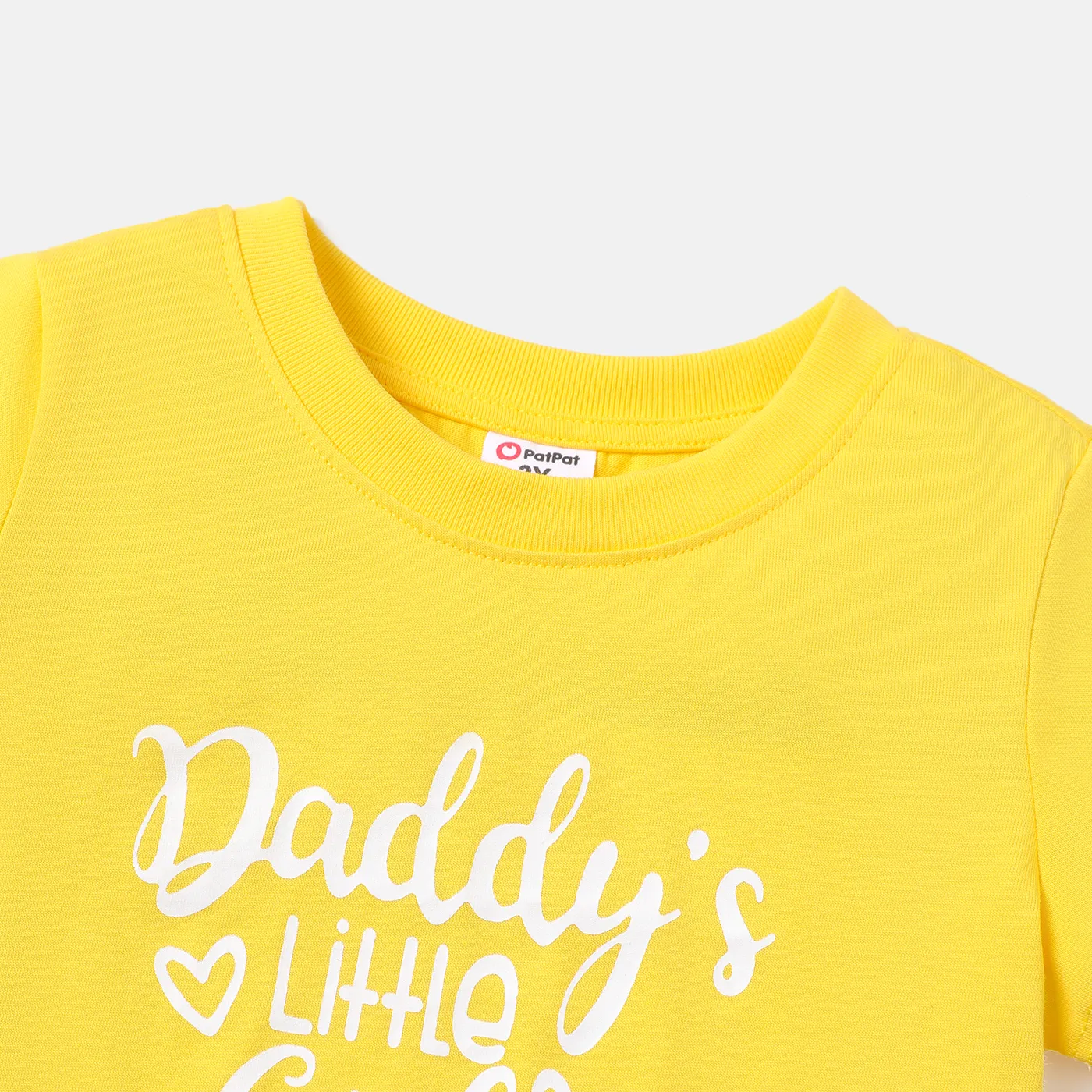 2pcs Toddler Girl 100% Cotton Letter Graphic Short-sleeve Tee and Allover Sunflower Print Pom Poms Shorts Set TenderYellow image 3