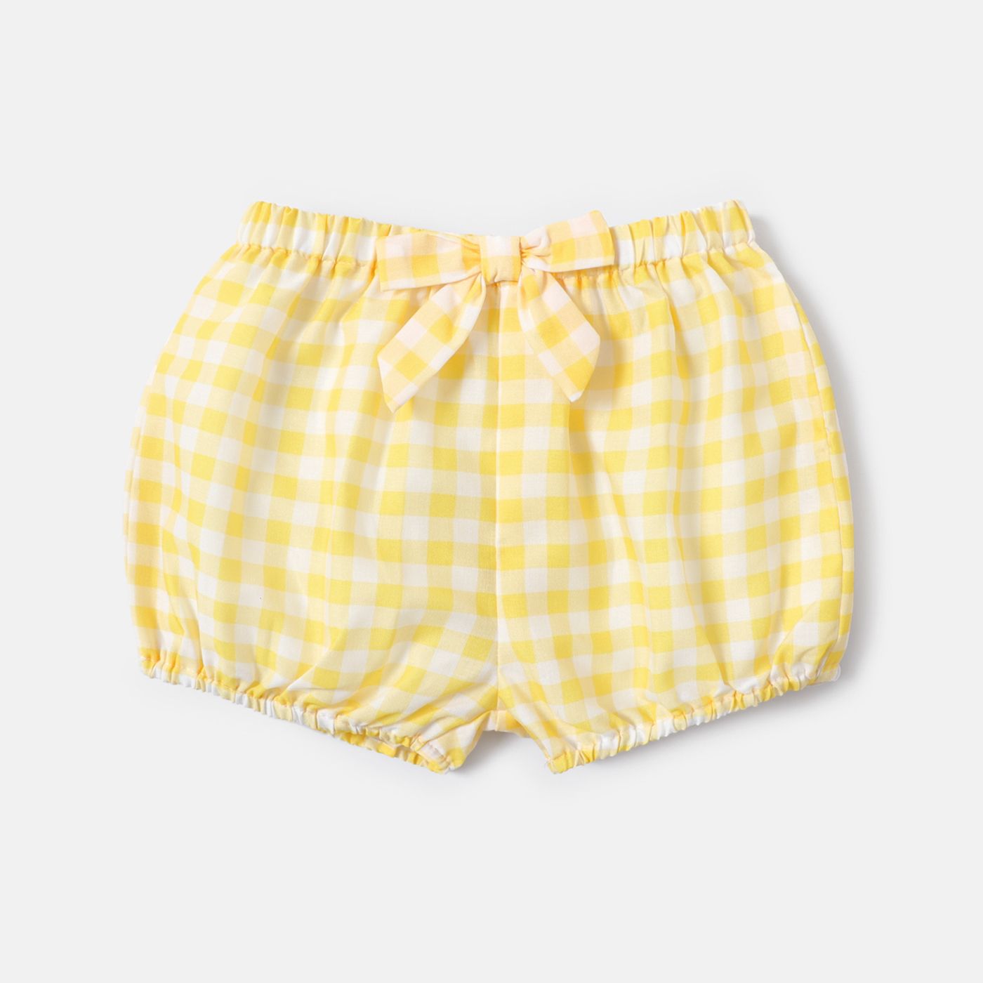 

Baby Girl Plaid Bowknot Design Elasticized Shorts