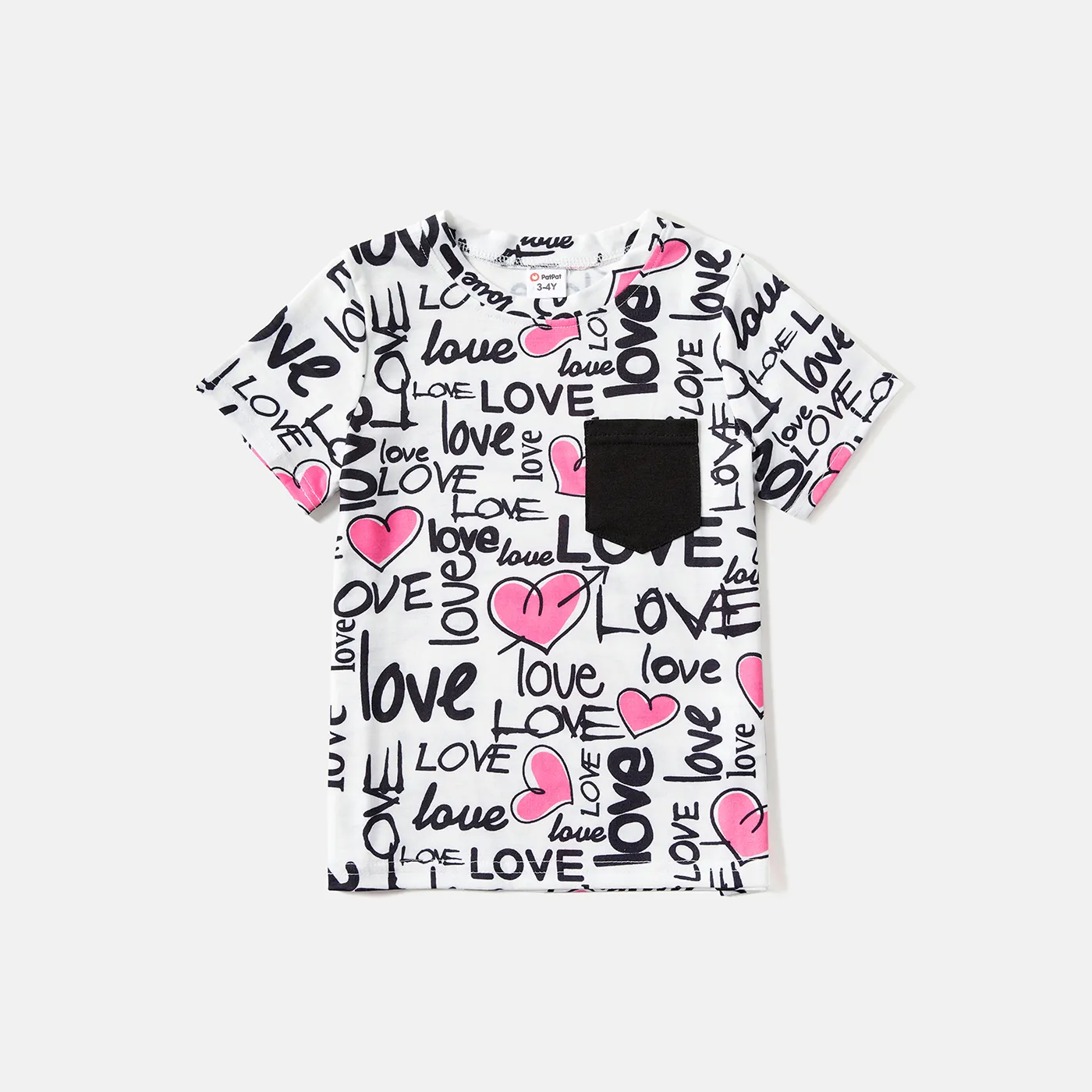 Valentine's Day Family Matching Allover Heart & Letter Print Drawstring Ruched Bodycon Dresses and Short-sleeve T-shirts Sets  image 5