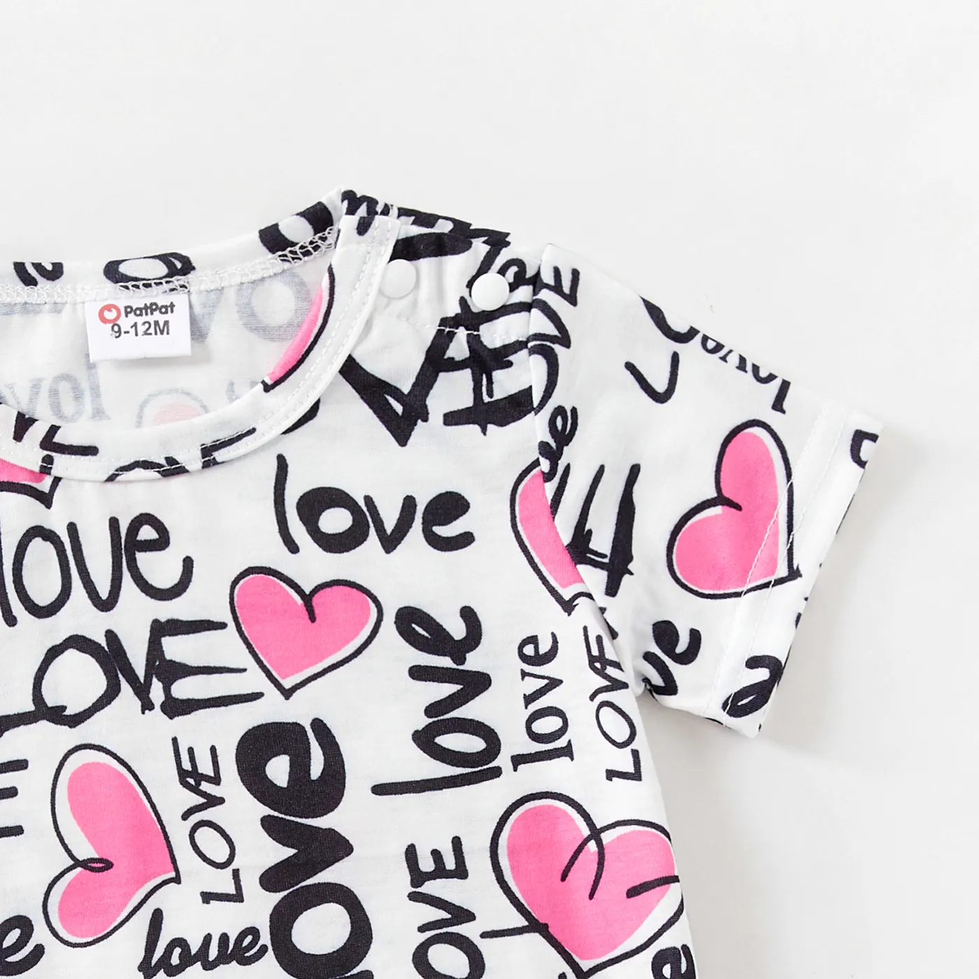 Valentine's Day Family Matching Allover Heart & Letter Print Drawstring Ruched Bodycon Dresses and Short-sleeve T-shirts Sets  image 3