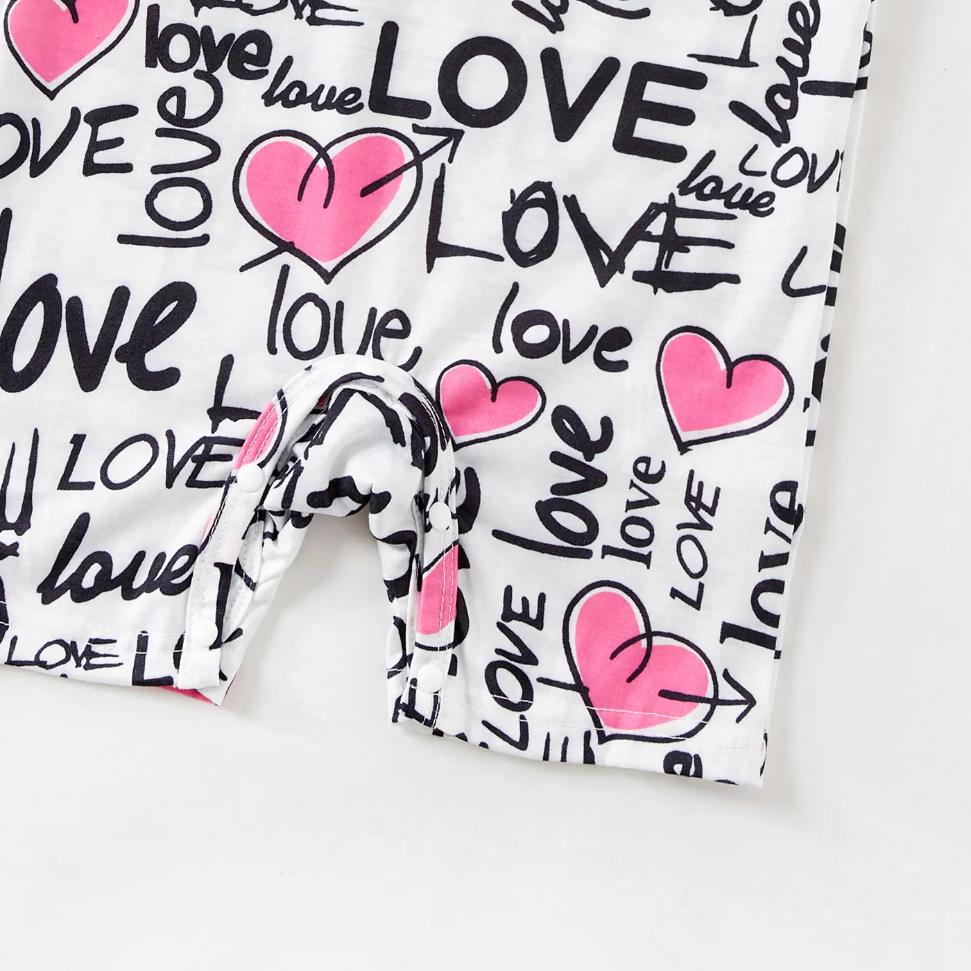 Valentine's Day Family Matching Allover Heart & Letter Print Drawstring Ruched Bodycon Dresses and Short-sleeve T-shirts Sets  image 4