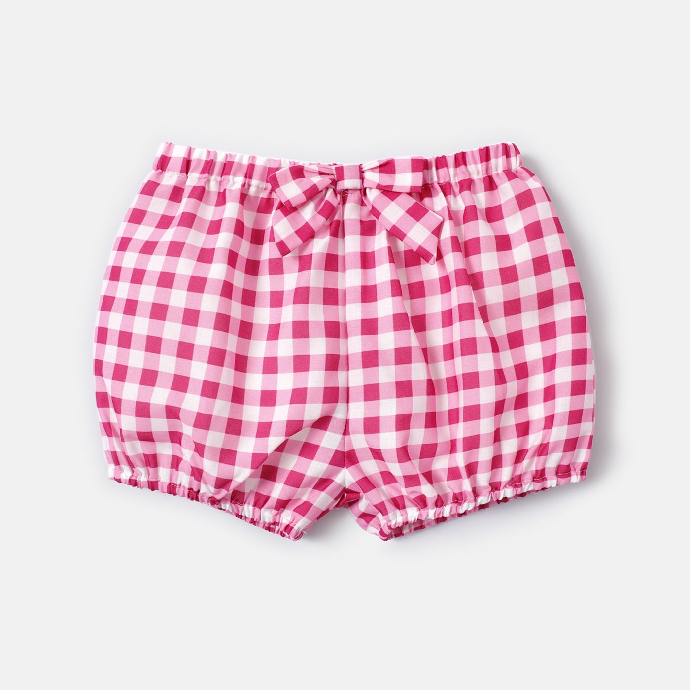 

Baby Girl Plaid Bowknot Design Elasticized Shorts