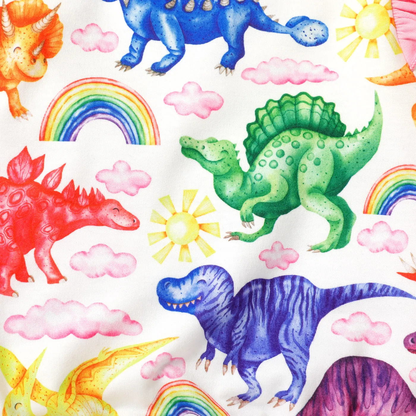 Baby Girl Allover Colorful Dinosaur Print Ruffle Trim Long-sleeve Naia™ Sweatshirt Pink image 5