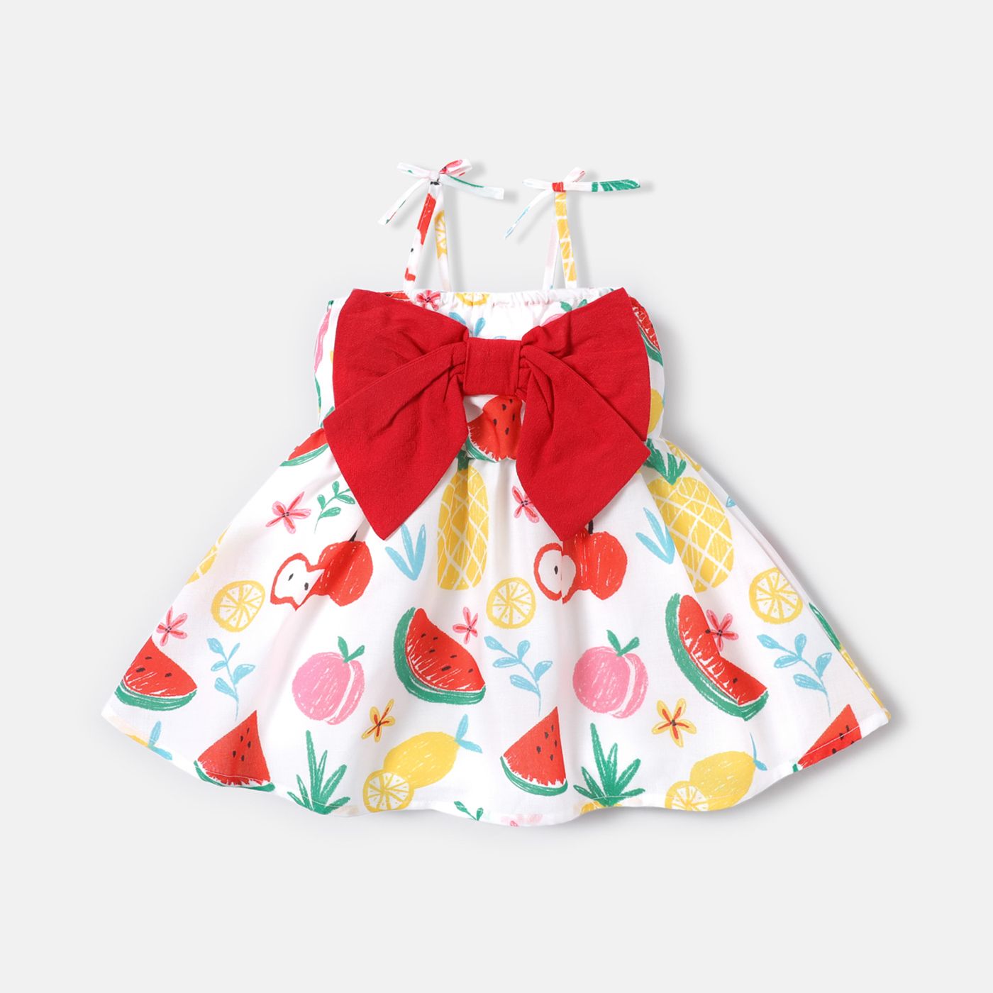 

Baby Girl Fruit Print Bowknot Design Cami Dress