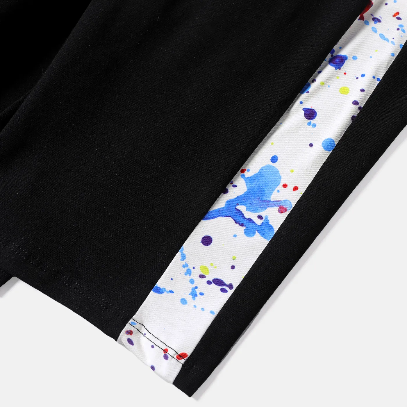 2pcs Kid Boy Naia Painting Print Short-sleeve Tee and Colorblock Shorts Set White image 5