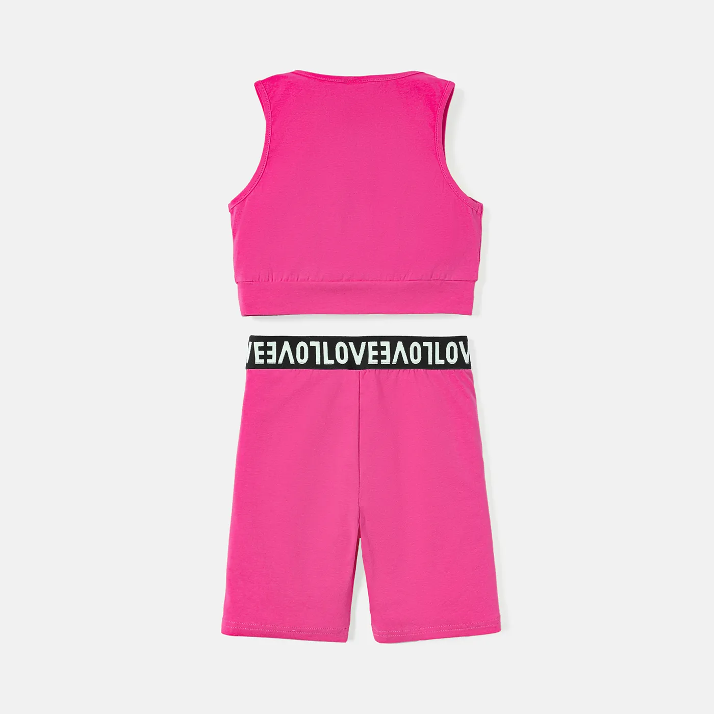 2pcs Kid Girl Solid Color Cotton Tank Tops and Webbing Design Shorts Set  image 3