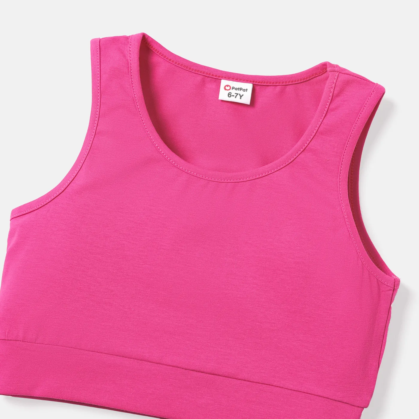 2pcs Kid Girl Solid Color Cotton Tank Tops and Webbing Design Shorts Set  image 4