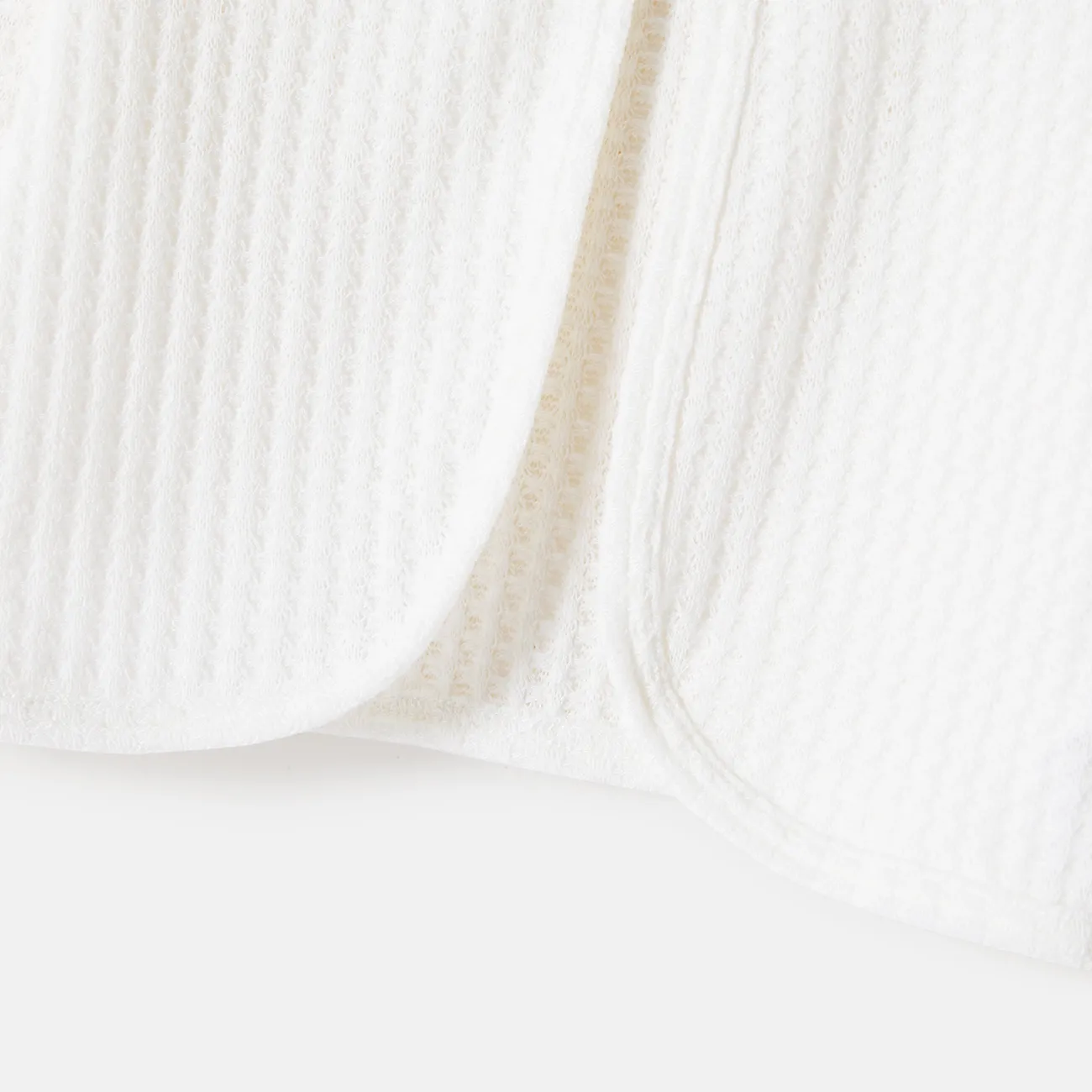 Cárdigan de gofres con diseño de lazo de color sólido para niño/niña de tela rpet respetuosa con el medio ambiente Blanco big image 1