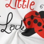 3pcs Baby Girl Cotton Ruffle Long-sleeve Graphic Romper And Allover Ladybird Print Naia™ Pants & Headband Set  image 6
