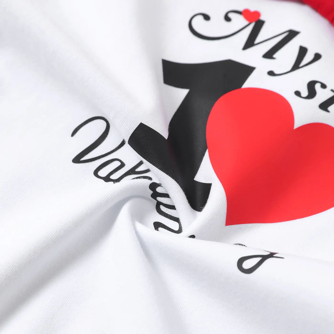Valentine's Day 3pcs Baby Boy/Girl Cotton Long-sleeve Graphic Romper and Spliced Naia™ Pants & Hat Set REDWHITE image 4