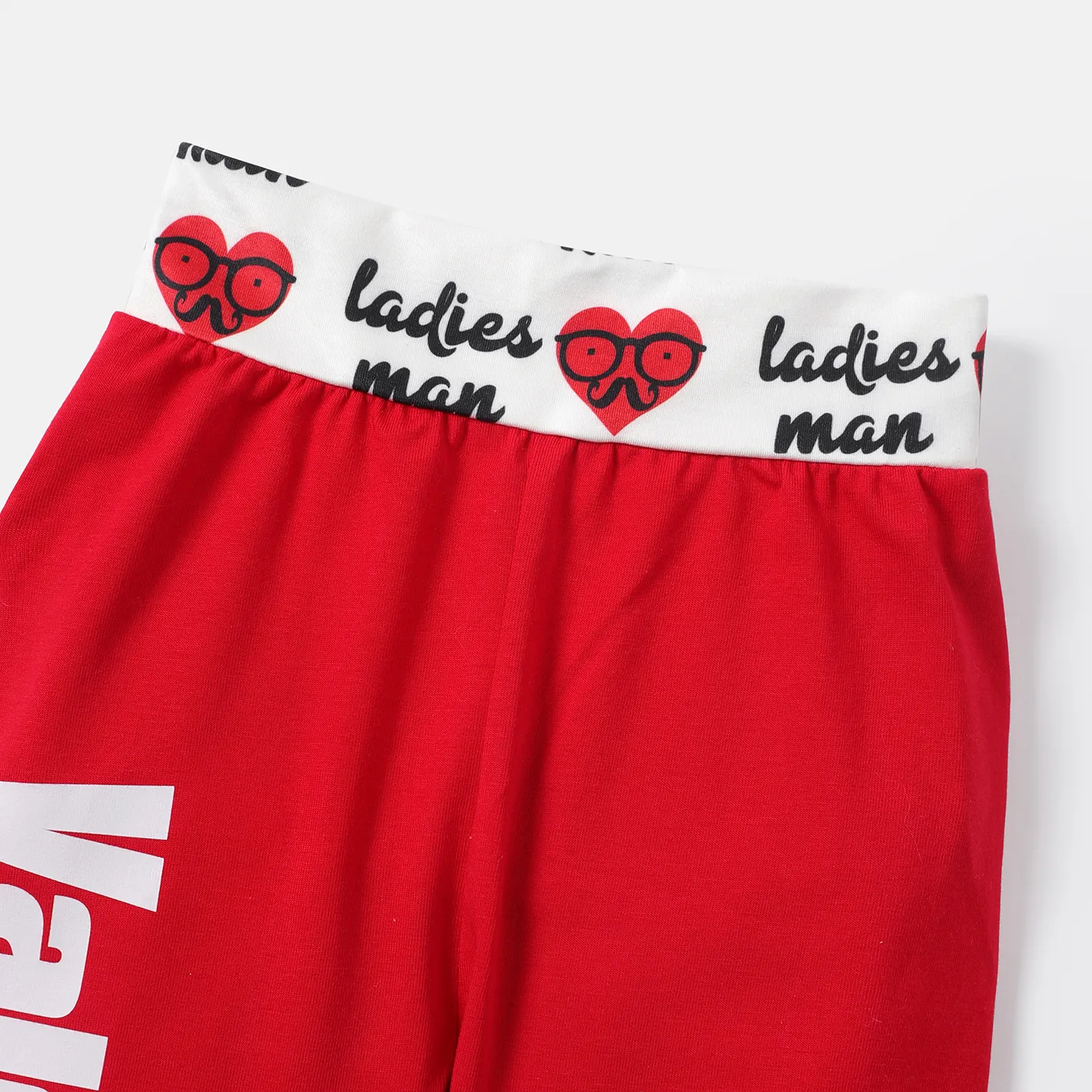 Valentine's Day 3pcs Baby Boy/Girl Cotton Long-sleeve Graphic Romper and Spliced Naia™ Pants & Hat Set REDWHITE image 5
