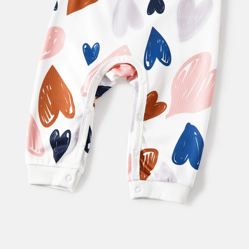 Family Matching Allover Heart Print and Colorblock Ribbed Long-sleeve Sweatshirts big image 5
