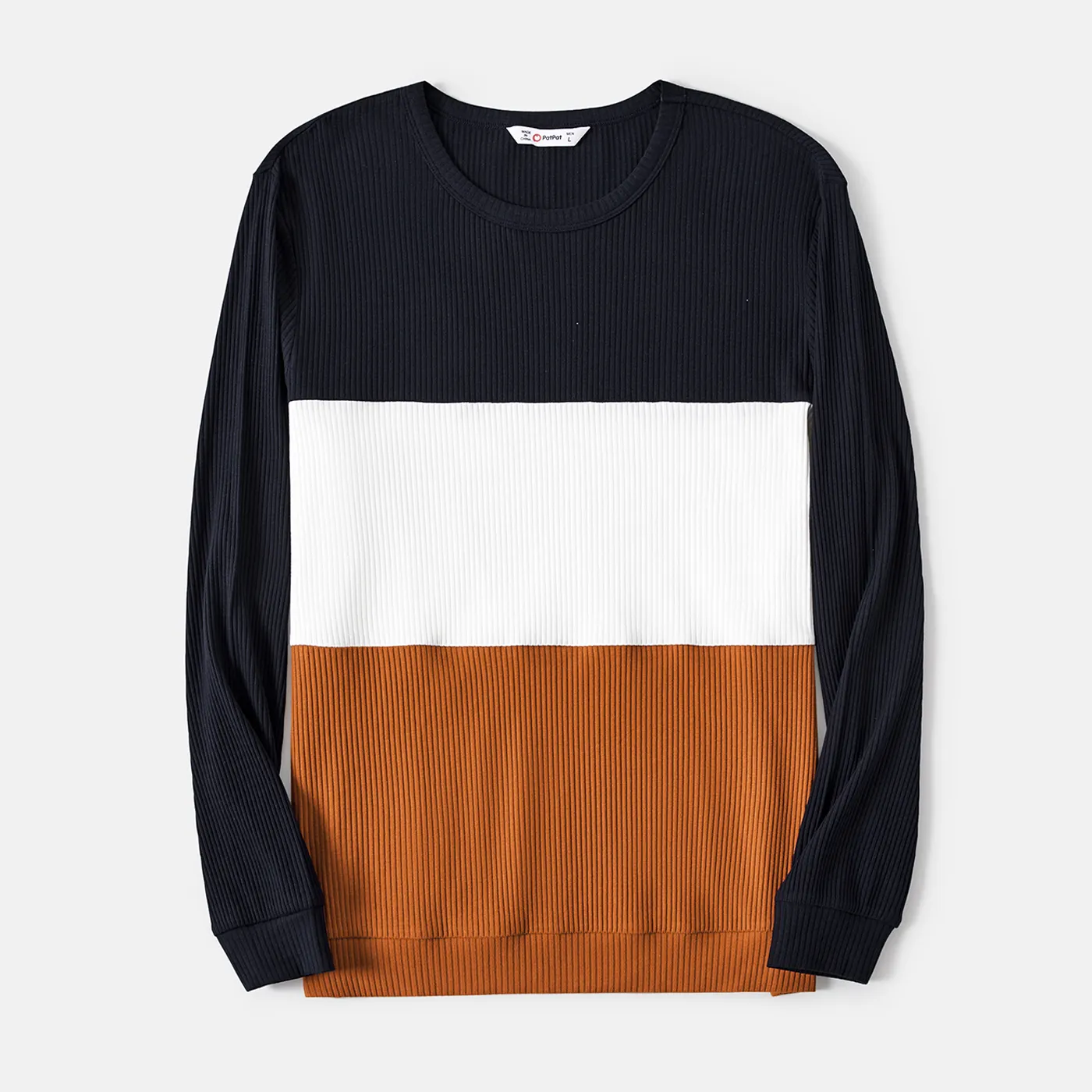 Family Matching Allover Heart Print and Colorblock Ribbed Long-sleeve Sweatshirts  big image 17