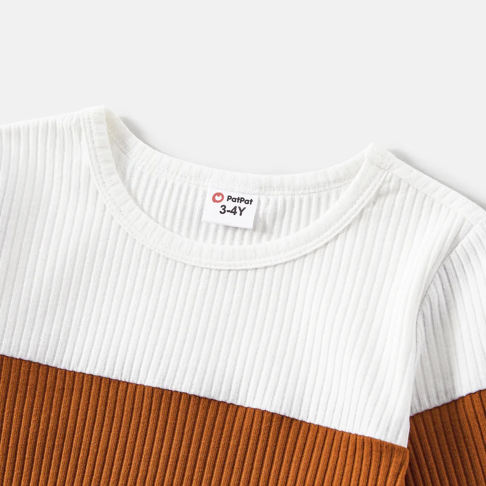 Family Matching Allover Heart Print and Colorblock Ribbed Long-sleeve Sweatshirts big image 7
