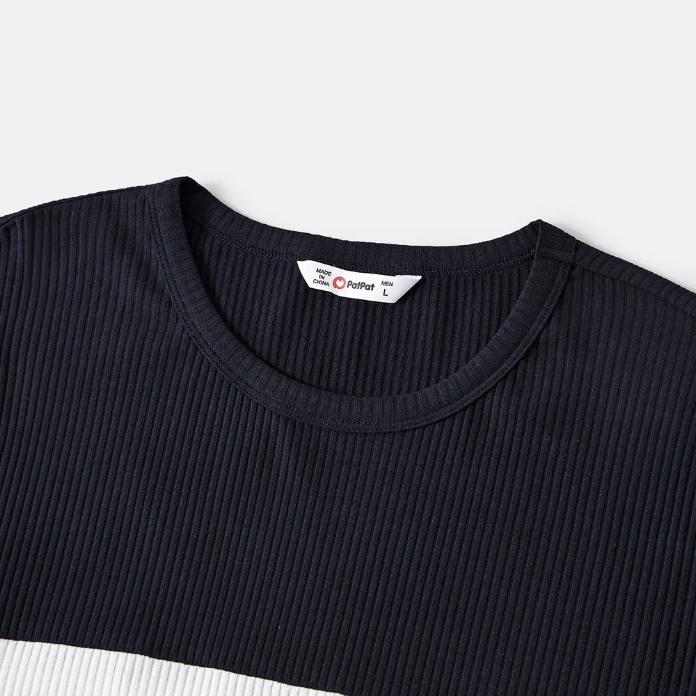 Family Matching Allover Heart Print and Colorblock Ribbed Long-sleeve Sweatshirts big image 18