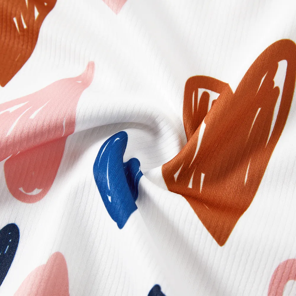 Family Matching Allover Heart Print and Colorblock Ribbed Long-sleeve Sweatshirts big image 16
