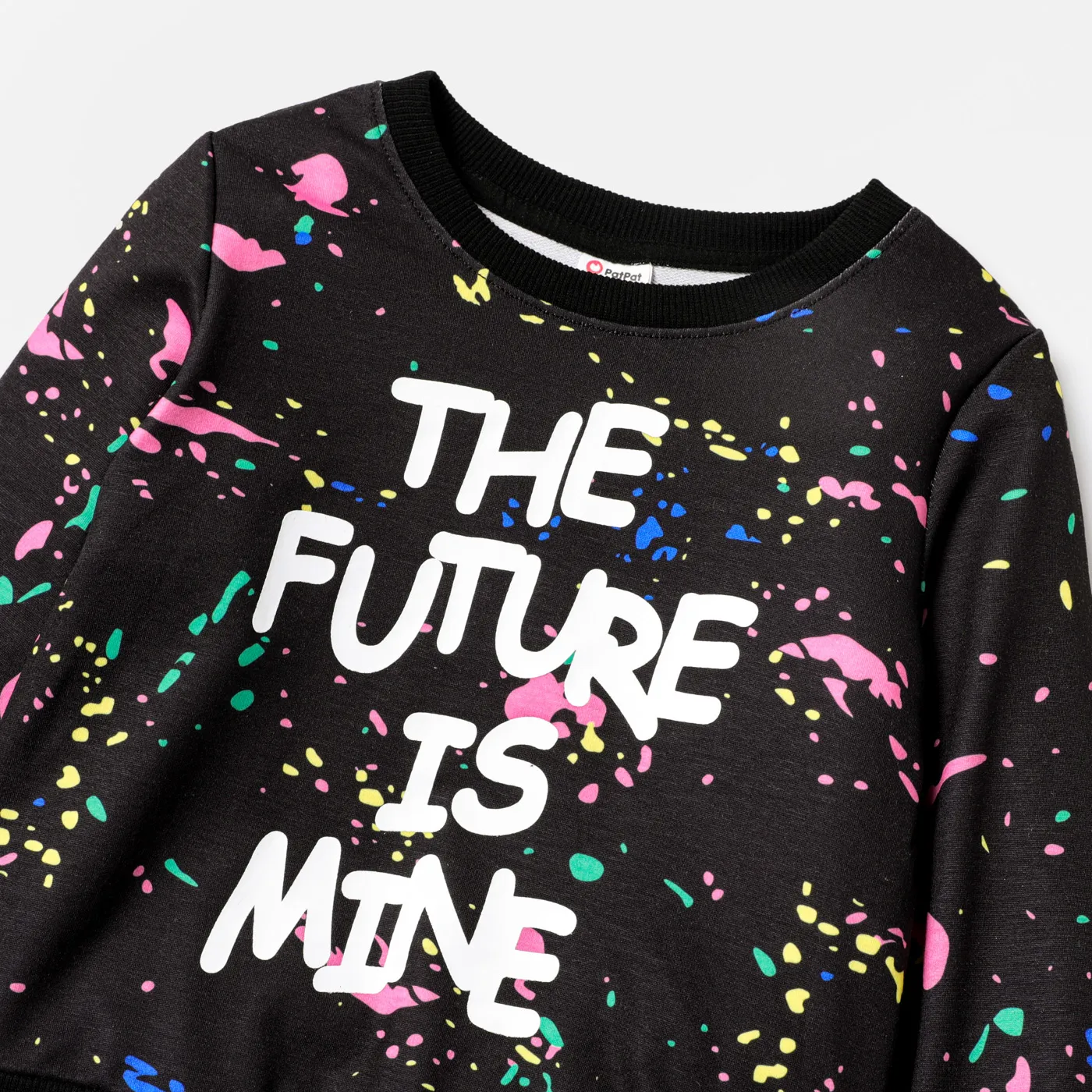 2pcs Toddler Boy Naia Letter Painting Print Sweatshirt and Elasticized Pants Set Black image 3