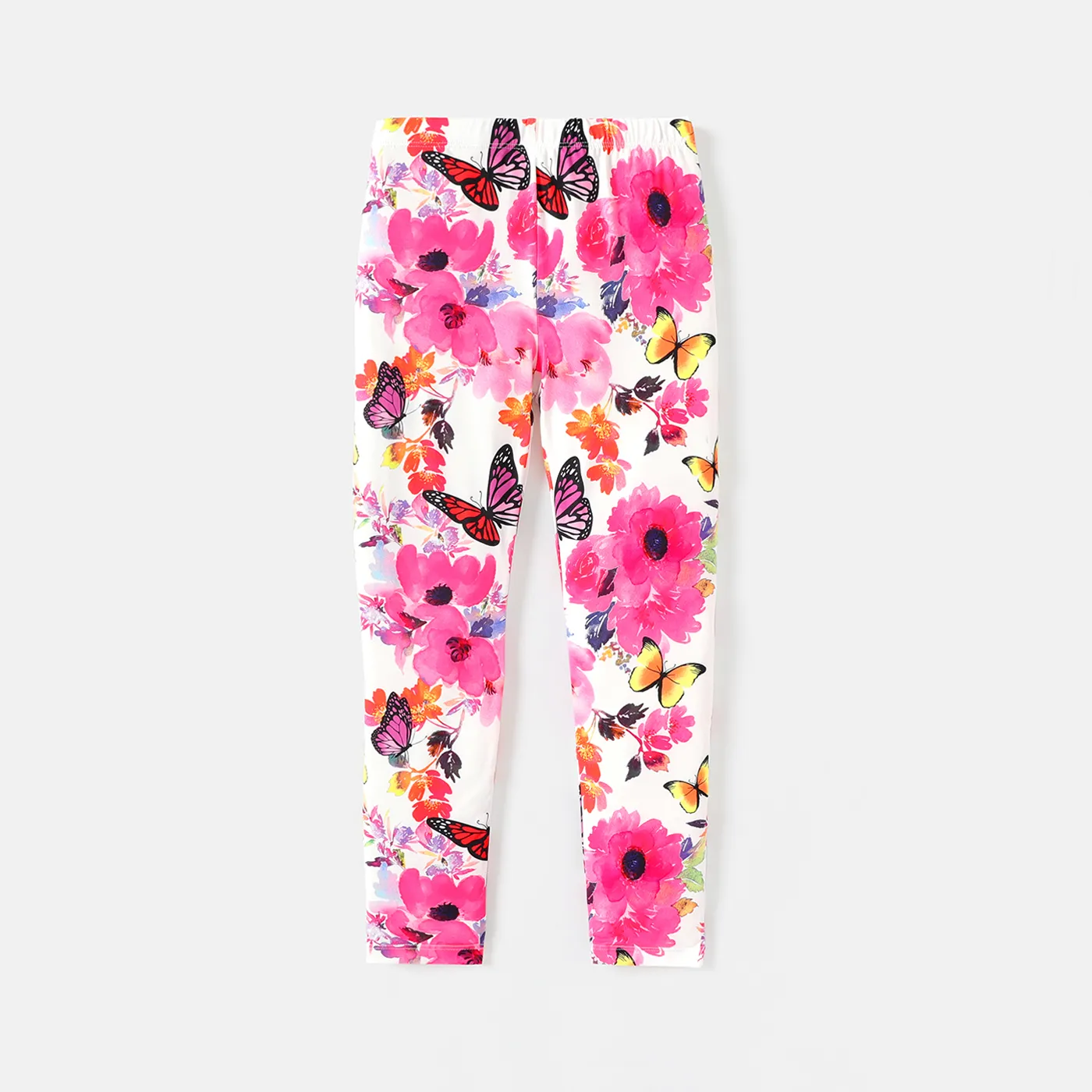 Kid Girl Floral/Star Print Elasticized Leggings White big image 1