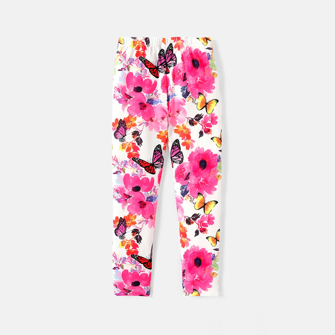 Kid Girl Floral/Star Print Elasticized Leggings White image 3
