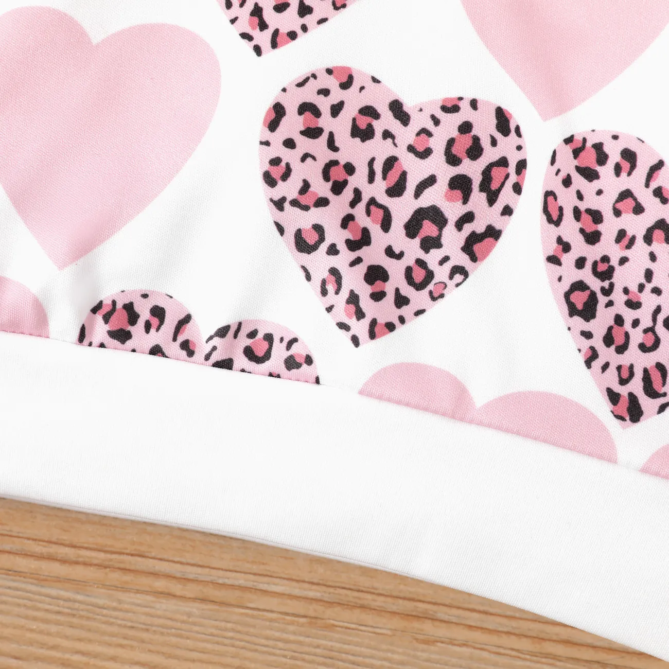 Baby Girl Heart Leopard Print Denim Jeans / Sudadera Blanco big image 1