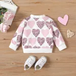 Baby Girl Allover Leopard Heart Print Long-sleeve Sweatshirt  image 3