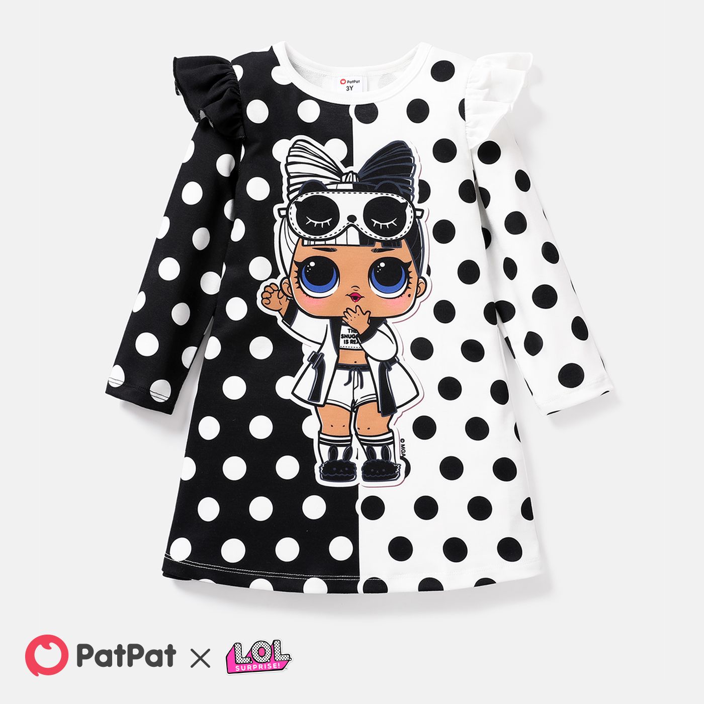 L.O.L. SURPRISE! Toddler Girl Ruffled Polka dots Long-sleeve Dress