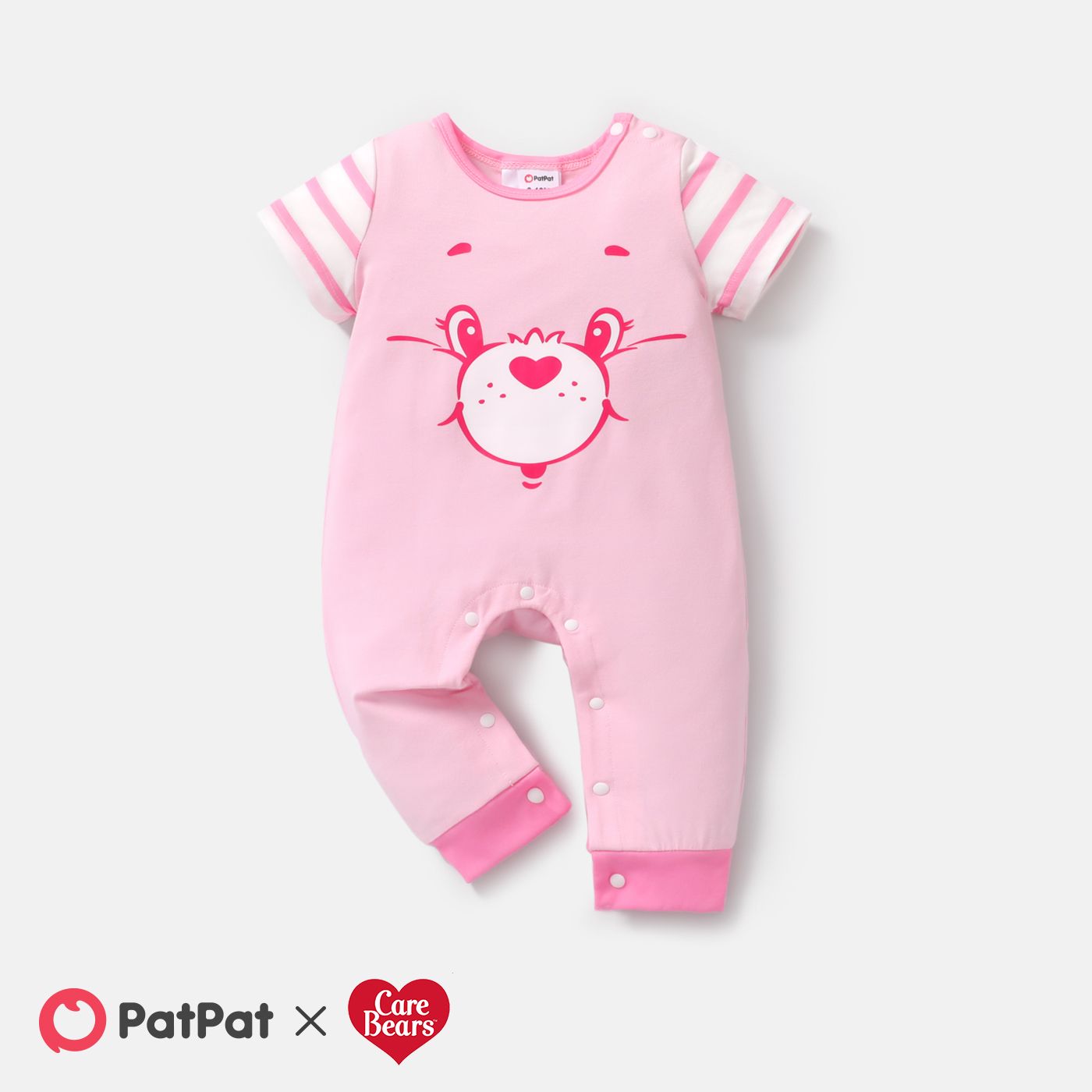 

Care Bears Baby Boy/Girl Cotton Striped Short-sleeve Bear Print Jumpsuit