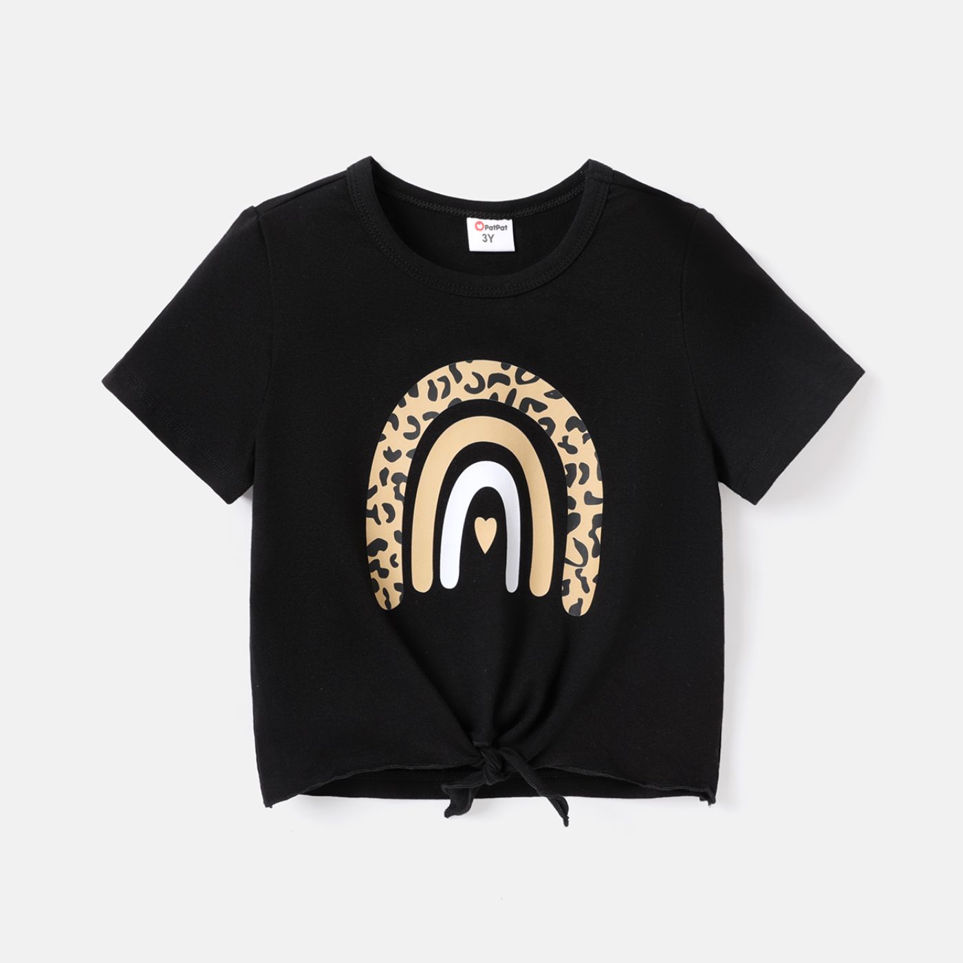 T-shirt En Coton à Manches Courtes Avec Imprimé Arc-en-ciel Pour Bébé Fille