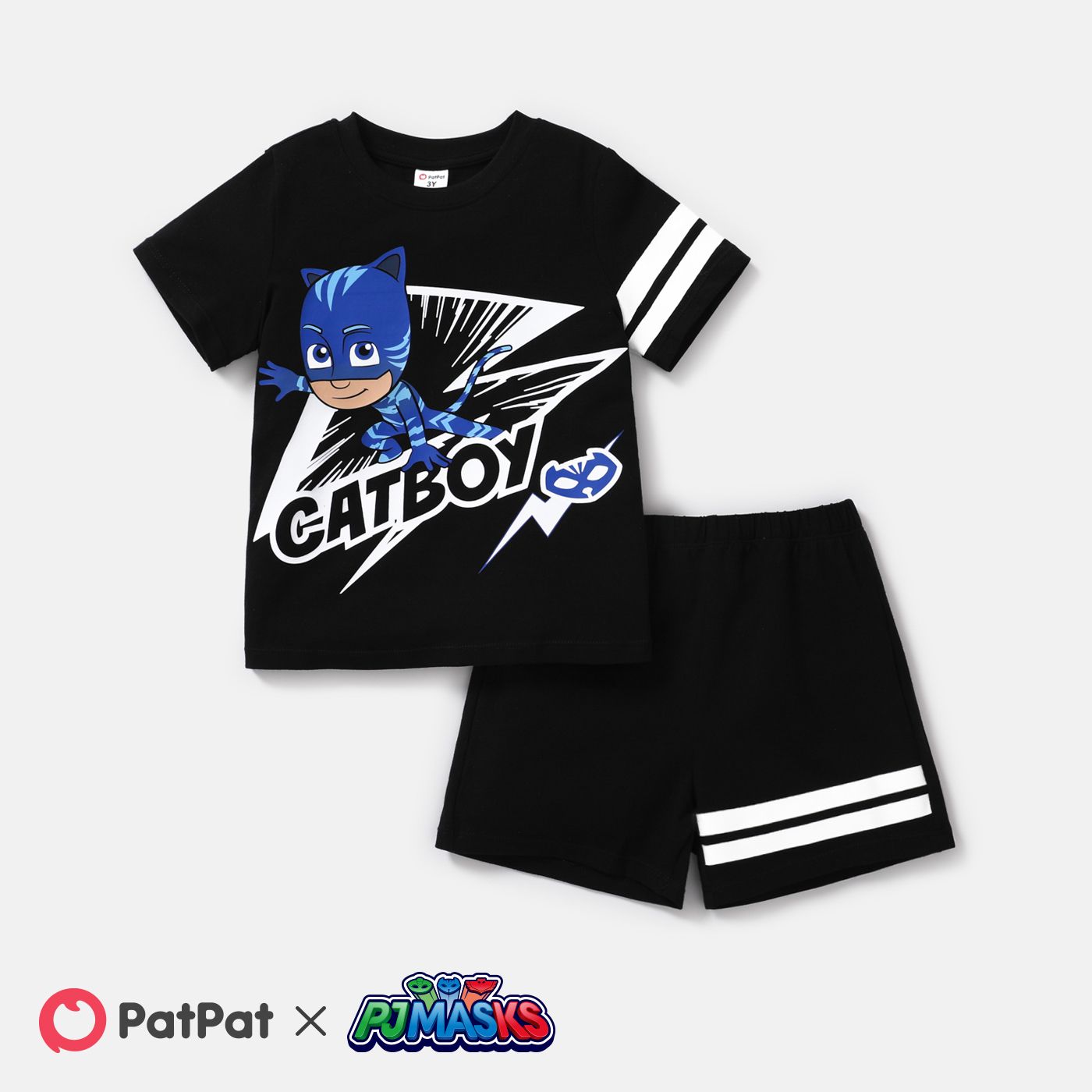 

PJ Masks 2pcs Toddler Boy Character Print Short-sleeve Cotton Tee and Elasticized Shorts Set