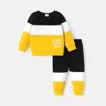2 unidades Bebé Menino Costuras de tecido Casual Manga comprida Conjunto para bebé Amarelo