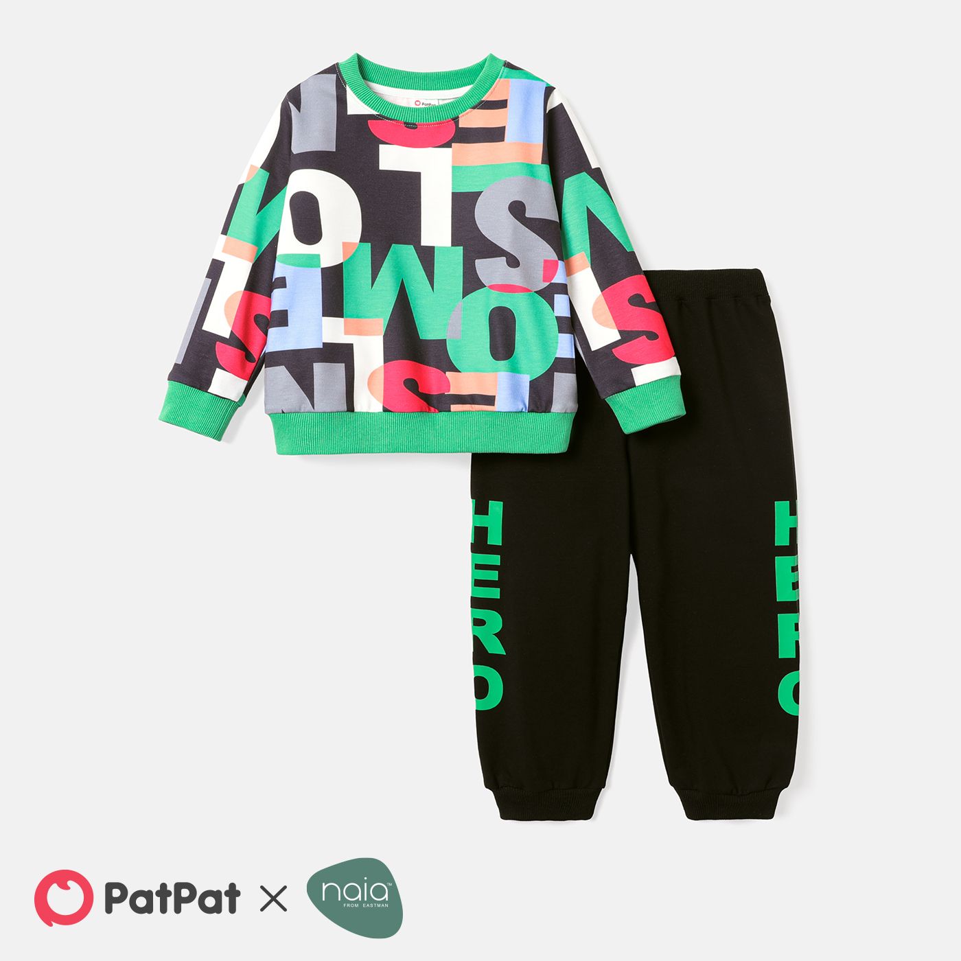 

2pcs Toddler Boy Naia Letter Print Sweatshirt and Elasticized Pants Set